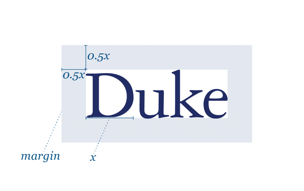 The Duke wordmark with a proportional margin